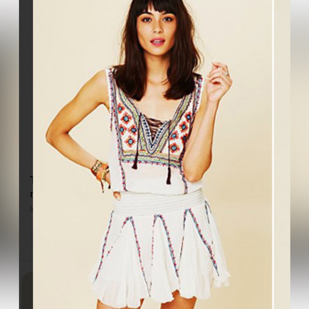 Free People One white boho festival free spirit dress Small